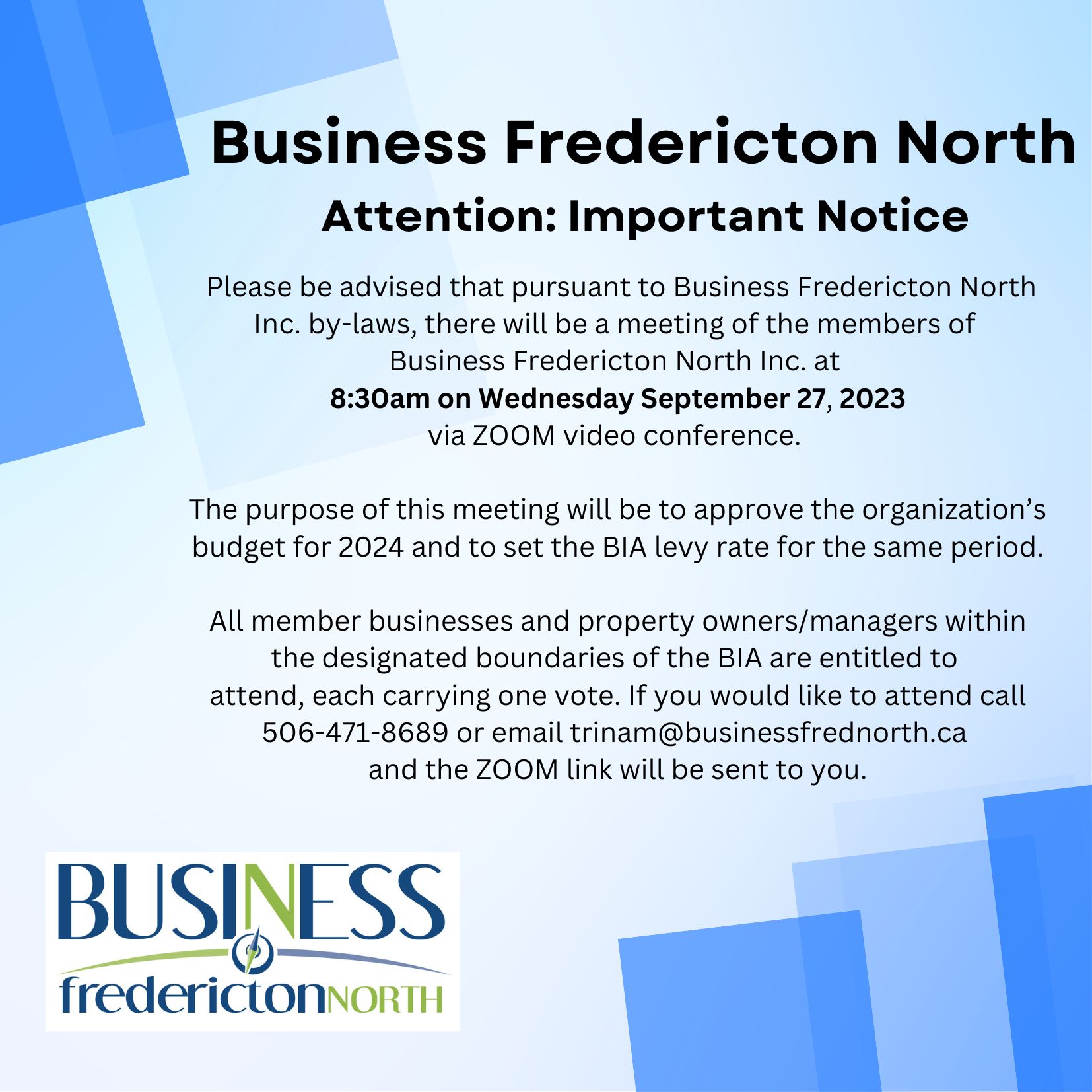 BFN Semi Annual 2024 Budget Meeting Business Fredericton North   Modern Business Meeting Invitation 